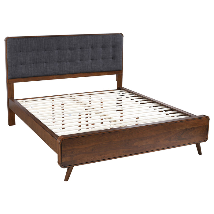 Robyn 5-piece California King bedroom set by CoasterEssence, dark walnut finish, includes bed frame, nightstands, and dresser.