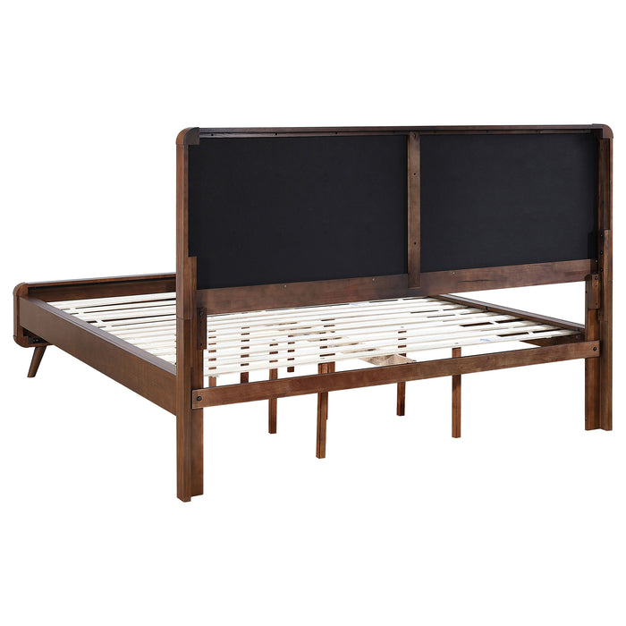 Robyn 5-piece California King bedroom set by CoasterEssence in dark walnut finish, includes bed frame, nightstands, and dresser.