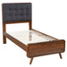 Robyn 4-piece twin bedroom set by CoasterEveryday with dark walnut finish, includes bed frame, dresser, and nightstands.