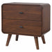 Dark walnut Robyn 2-drawer nightstand bedside table by CoasterEssence, showing its sleek design and two spacious drawers.
