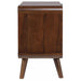 Robyn 2-drawer dark walnut bedside table from CoasterEssence, showing the wooden nightstand with sleek drawers and modern design.