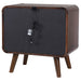 Dark walnut Robyn 2-drawer nightstand by CoasterEssence, showing sleek wood finish and modern bedside table design.