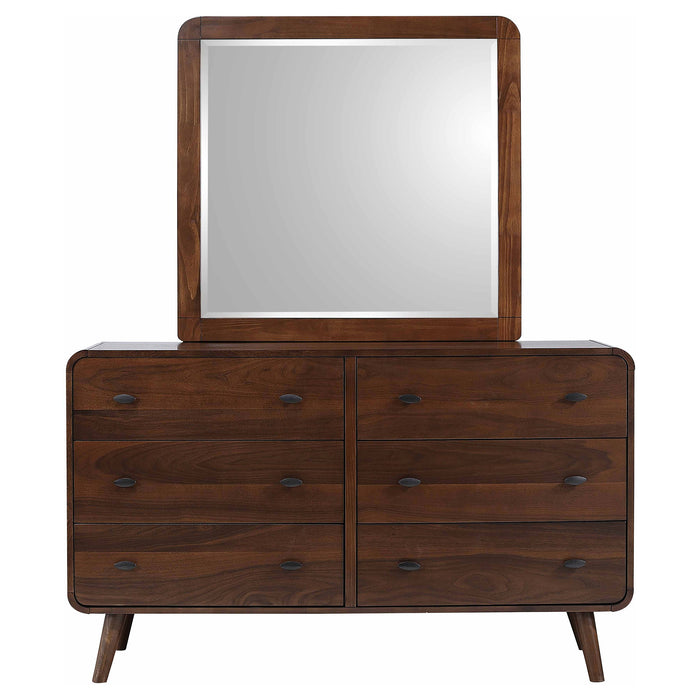 Robyn 6-drawer Dresser with Mirror Dark Walnut