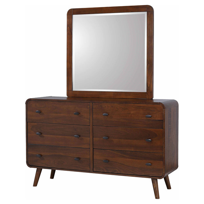 Robyn 6-drawer Dresser with Mirror Dark Walnut