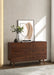 Dark walnut Robyn 6-drawer bedroom dresser by CoasterEssence, showcasing sleek wooden drawers and modern furniture design.