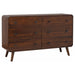 Dark walnut Robyn 6-drawer bedroom dresser by CoasterEssence showing sleek wood finish and six spacious drawers.
