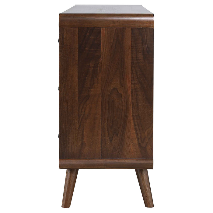 Dark walnut Robyn 6-drawer bedroom dresser by CoasterEssence showing sleek wooden finish and spacious storage drawers.