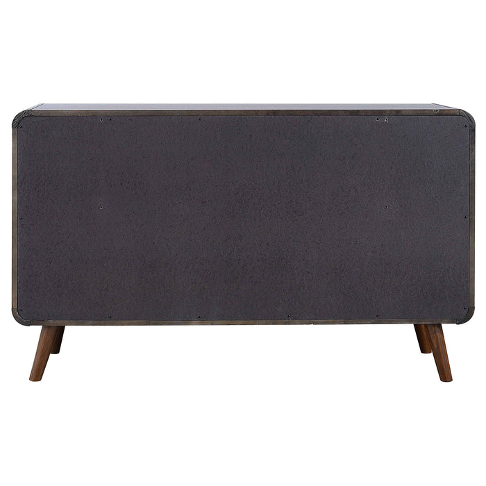 Dark walnut Robyn 6-drawer bedroom dresser by CoasterEssence, showcasing sleek wooden furniture with six spacious drawers.
