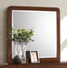 Dark walnut Robyn Dresser Mirror by CoasterEssence, showcasing a stylish rectangular mirror with a sleek wooden frame.