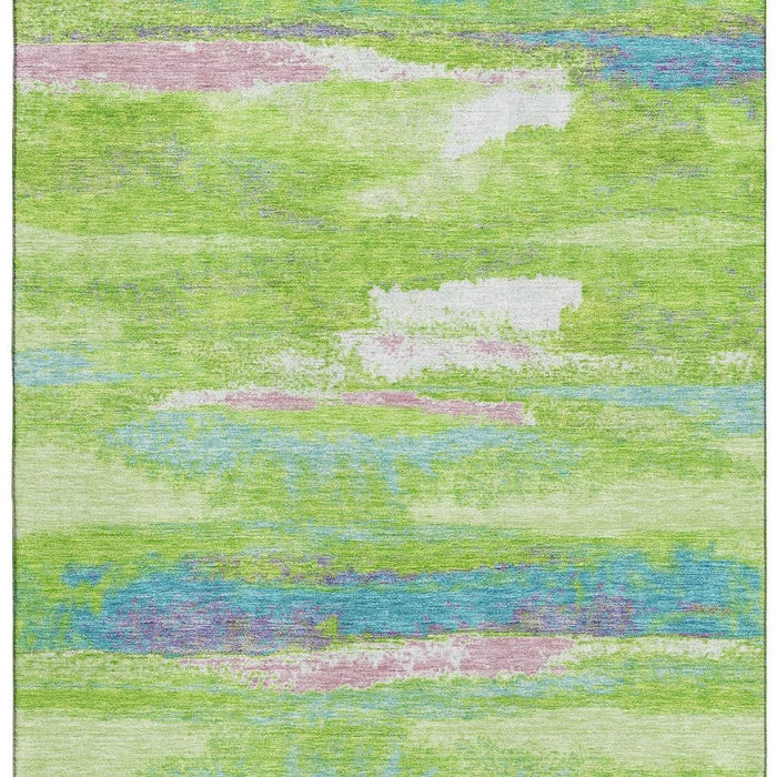10' X 14' Abstract Washable Area Rug With UV Protection (675024) - Lime Green / Blue / Pink