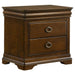 Brown cherry 5-piece Eastern King bedroom set by CoasterEveryday, featuring a bed frame, nightstands, dresser, and mirror.