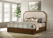 Cream brown cherry 58-inch Eastern King Panel Bed by CoasterEveryday, showcasing a wooden furniture piece with detailed panel design.