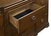 Brown cherry 9-drawer bedroom dresser with mirror by CoasterEveryday, showcasing a sleek wooden furniture piece with ample storage.