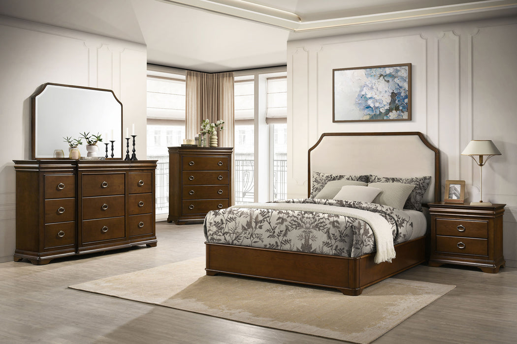 Brown cherry 9-drawer bedroom dresser with mirror, featuring sleek furniture design by CoasterEveryday.