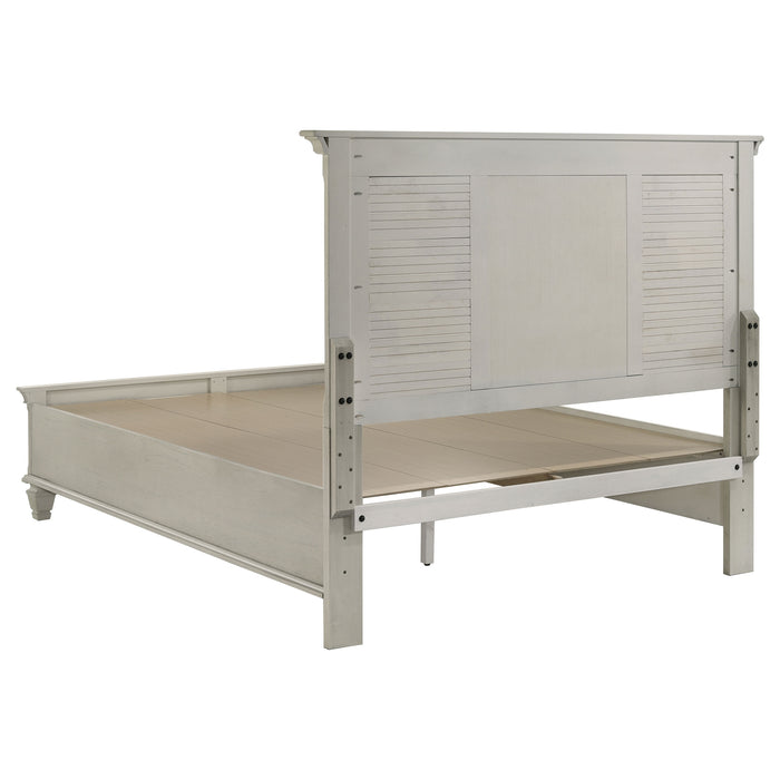 Franco Wood Queen Storage Panel Bed Distressed White