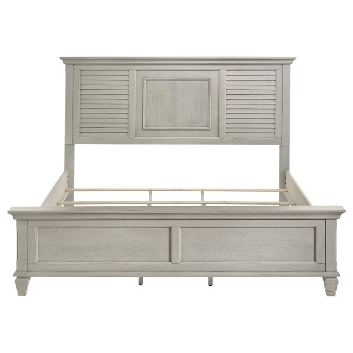 Franco Wood Eastern King Panel Bed Distressed White