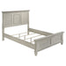 Distressed white Franco Wood Queen Panel Bed by CoasterEssence showing a classic wooden bed frame with panel headboard in a bedroom setting.