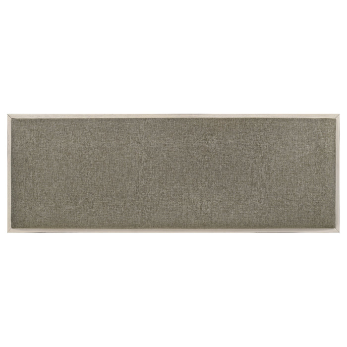 Franco Fabric Upholstered Bench with Shelf Distressed White