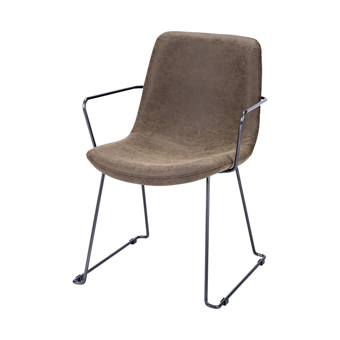 Upholstered Faux Leather Dining Room Arm Chair - Brown
