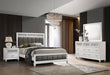 CoasterEveryday Barzini 4-piece Eastern King bedroom set in white, featuring a bed frame, nightstands, and dresser.