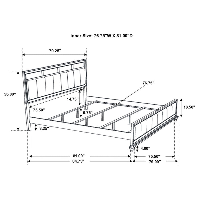 CoasterEveryday Barzini 5-piece Eastern King bedroom set in white with bed frame, nightstands, and dresser, modern furniture design