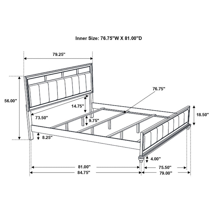 CoasterEveryday Barzini Wood Eastern King Panel Bed in white with a sleek, modern design and paneled headboard.