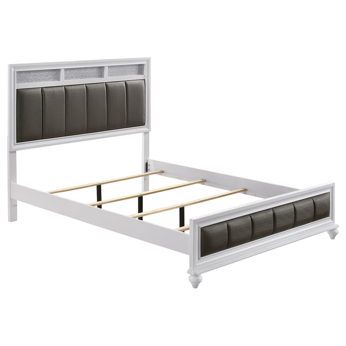 CoasterEveryday Barzini 4-piece California King bedroom set in white, including bed frame, nightstands, and dresser, with clean modern design.