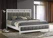 White CoasterEveryday Barzini Wood California King Panel Bed with sleek wooden headboard and frame, modern bedroom furniture.