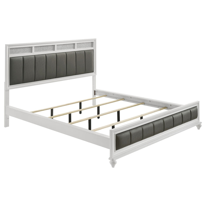 White California King Panel Bed by CoasterEveryday featuring a sleek wood design and modern furniture style.