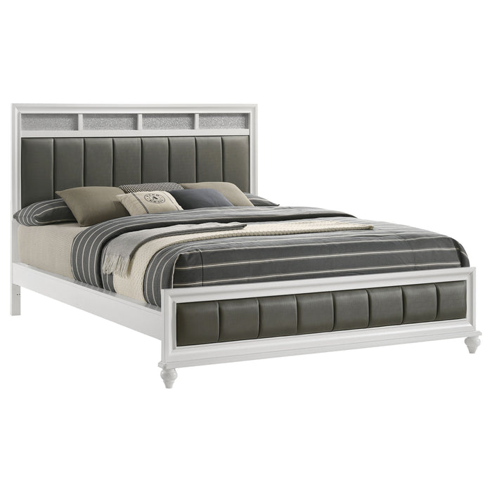 White California King Panel Bed by CoasterEveryday featuring a sleek wood frame and modern design for elegant bedroom decor.