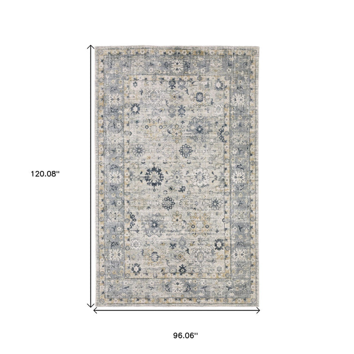8' X 10' Oriental Hand Tufted Area Rug - Gray And Blue