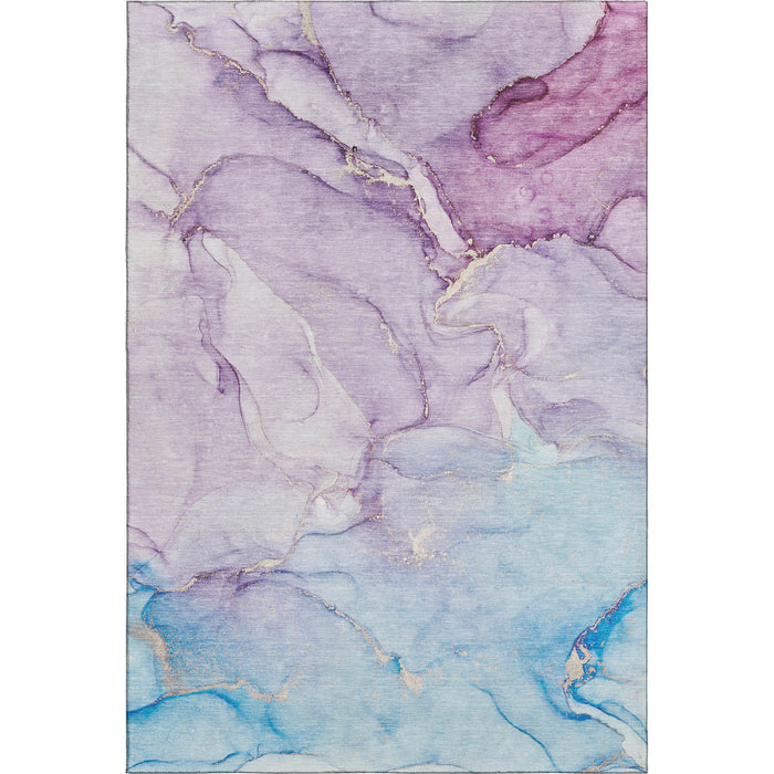 10' X 14' Abstract Washable Area Rug With UV Protection (647188) - Purple / Blue / Ivory
