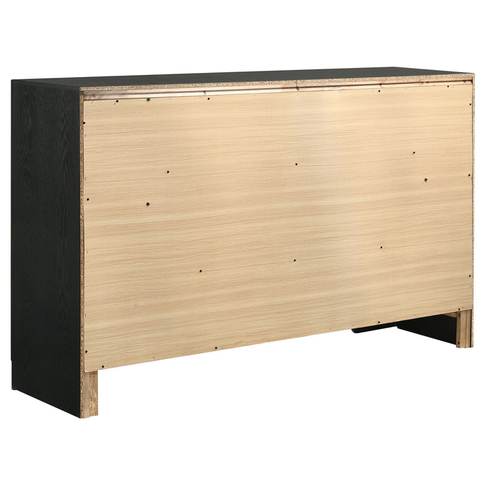 Miranda 5-piece Eastern King bedroom furniture set by CoasterEveryday featuring a black finish, including bed frame and matching pieces.