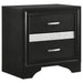 Black Miranda 5-piece California King bedroom furniture set by CoasterEveryday, includes bed frame, nightstands, and dresser.