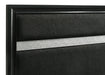 Miranda 4-piece Queen Bedroom Set by CoasterEveryday in sleek black finish, includes bed frame, dresser, mirror, and nightstands.