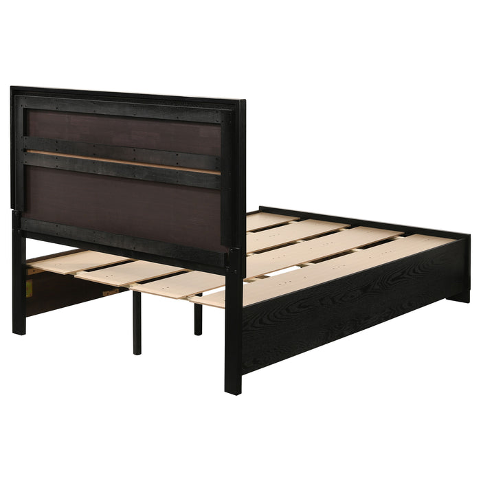 Black Miranda 51-inch wood full storage panel bed by CoasterEveryday with built-in storage drawers and modern furniture design.