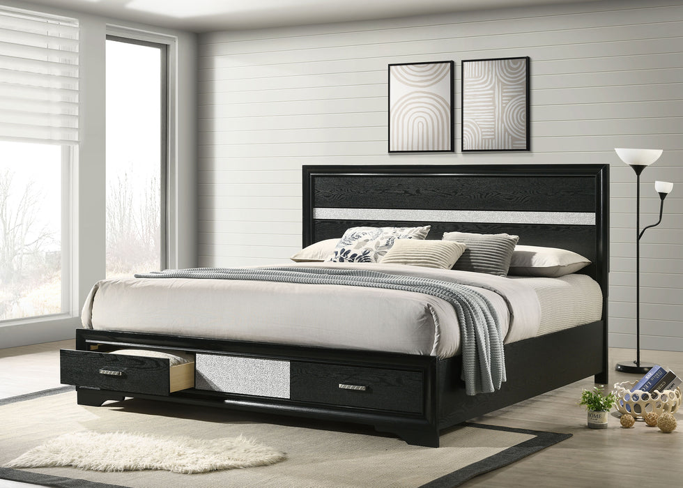 Miranda 51-inch Wood Eastern King Storage Panel Bed Black