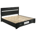 Black Miranda 51-inch Wood Eastern King Storage Panel Bed by CoasterEveryday, showing the bed frame with storage panels and wood finish.
