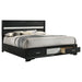 Black Miranda 51-inch wood Eastern King storage panel bed by CoasterEveryday with a sleek, modern design and panel headboard.