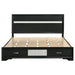 Black Miranda 51-inch Wood Eastern King Storage Panel Bed by CoasterEveryday with detailed wood grain and storage panels.