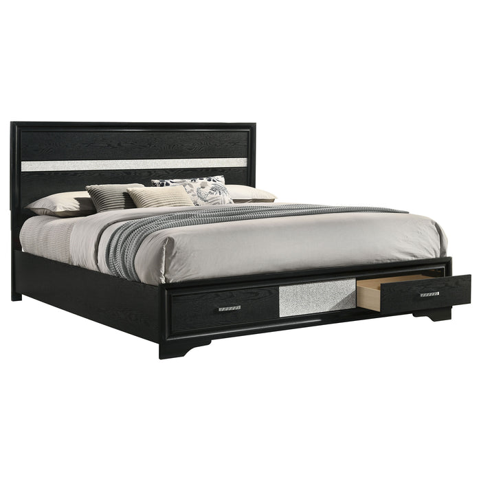 Miranda 51-inch Wood California King Storage Panel Bed Black