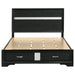 Black 51-inch wood queen storage panel bed from CoasterEveryday featuring a sleek, modern design with a sturdy headboard and storage drawers.