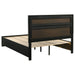 Black Miranda 51-inch wood queen storage panel bed by CoasterEveryday, showing the headboard and storage compartments.