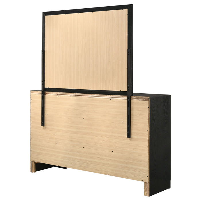 Black Miranda 9-drawer dresser with attached mirror from CoasterEveryday, showcasing sleek furniture design.
