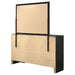 Black Miranda 9-drawer dresser with attached mirror from CoasterEveryday, showcasing sleek furniture design.