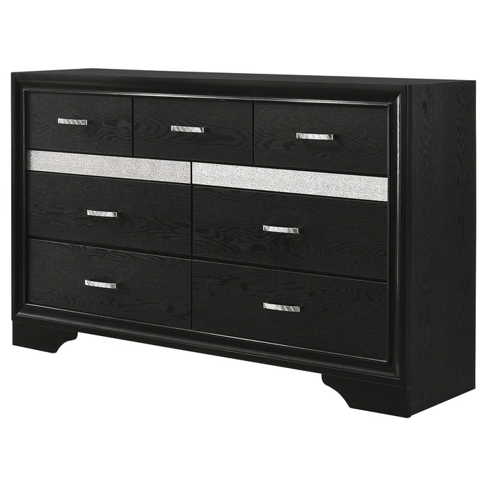 Black Miranda 9-drawer dresser by CoasterEveryday with sleek drawer handles and a modern furniture design.