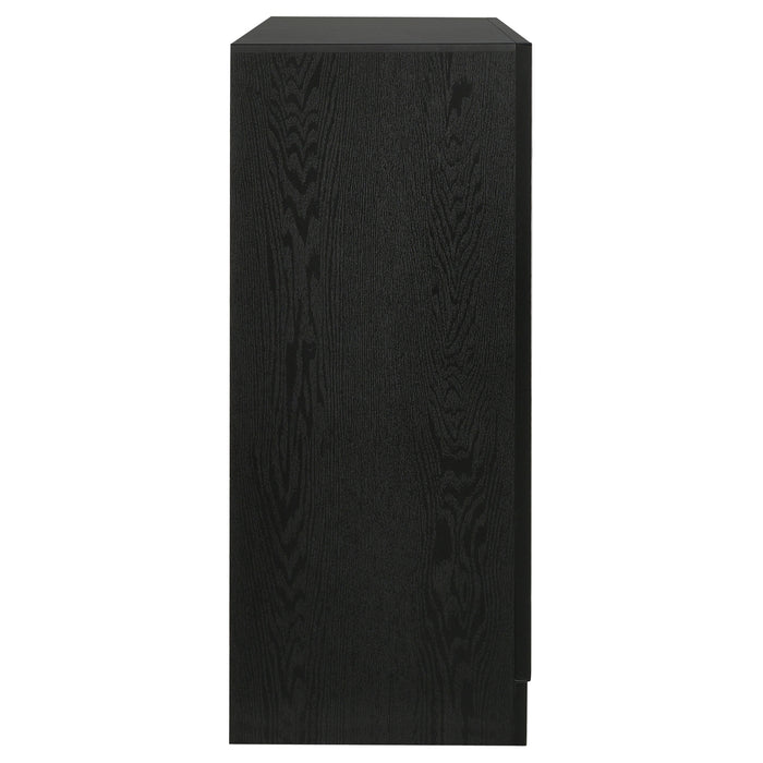 Black Miranda 9-drawer dresser by CoasterEveryday, showing sleek furniture with multiple spacious drawers and modern design.