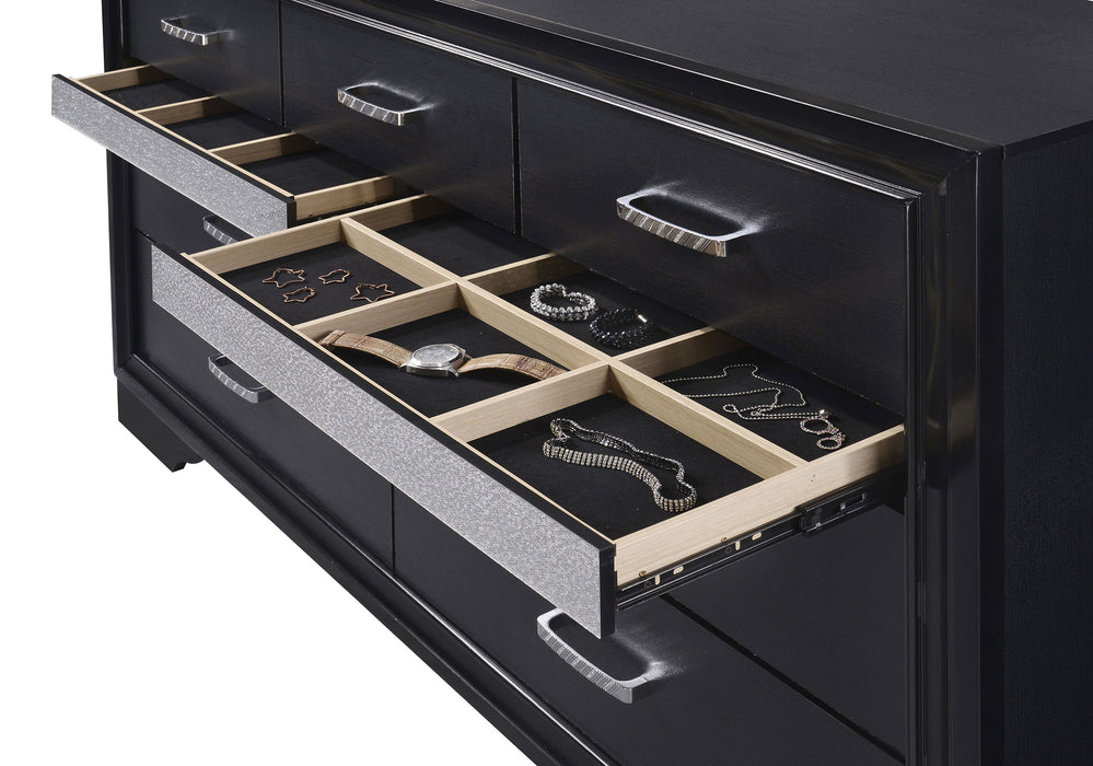 Black Miranda 9-drawer dresser from CoasterEveryday featuring sleek furniture design with multiple spacious drawers.