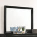 Miranda black dresser mirror from CoasterEveryday, rectangular furniture mirror with a sleek black frame, mounted on a dresser.