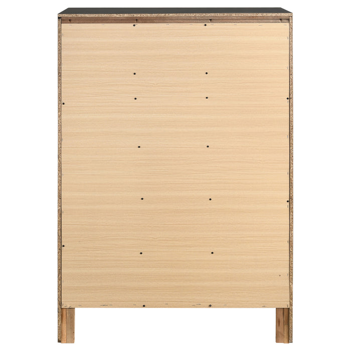 Black Miranda 6-drawer bedroom chest by CoasterEveryday showing a sleek wooden furniture piece with six spacious drawers.